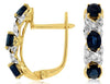 1.19CT DIAMOND & AAA SAPPHIRE 14KT 2 TONE GOLD OVAL 3 STONE XO HANGING EARRINGS