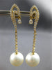 ESTATE LARGE .86CT DIAMOND & AAA SOUTH SEA PEARL 18KT YELLOW GOLD CHANDELIER EARRINGS