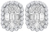 ESTATE .27CT DIAMOND 14KT WHITE GOLD ROUND & BAGUETTE CLUSTER OVAL STUD EARRINGS