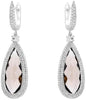 14.93CT DIAMOND & AAA SMOKY TOPAZ 14KT WHITE GOLD 3D TEAR DROP HANGING EARRINGS