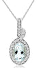 .80CT DIAMOND & AAA AQUAMARINE 14K WHITE GOLD 3D OVAL LOVE KNOT FLOATING PENDANT