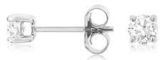 ESTATE .50CT DIAMOND 14KT WHITE GOLD 3D CLASSIC ROUND 4 PRONG STUD EARRINGS