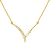 ESTATE .20CT DIAMOND 14KT YELLOW GOLD 3D ROUND & MARQUISE V SHAPE LOVE NECKLACE
