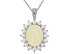2.35CT DIAMOND & AAA OPAL 14K WHITE GOLD 3D OVAL & ROUND FLOWER FLOATING PENDANT