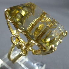 ANTIQUE EXTRA LARGE 80CT DIAMOND & AAA YELLOW TOPAZ 14KT YELLOW GOLD RING #27538