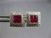 ESTATE 1.26CT DIAMOND & AAA RUBY 18KT WHITE GOLD PRINCESS & ROUND STUD EARRINGS