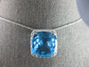 LARGE 10.65CT DIAMOND & AAA BLUE TOPAZ 14K WHITE GOLD 3D CUSHION & ROUND PENDANT