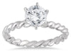 ESTATE 1CT DIAMOND 14KT WHITE GOLD 3D SOLITAIRE 6 PRONG BRAIDED ENGAGEMENT RING