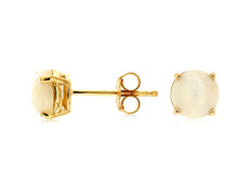 ESTATE 1.0CT AAA OPAL 14KT YELLOW GOLD 3D CLASSIC ROUND 4 PRONG STUD EARRINGS