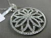 ESTATE LARGE 1.63CT DIAMOND 18KT WHITE GOLD 3D CIRCULAR FLOWER FLOATING PENDANT
