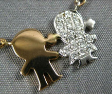 ESTATE .16CT DIAMOND 18KT WHITE & ROSE GOLD 3D BABY BOY & GIRL FUN NECKLACE