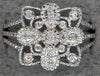 ESTATE .07CT DIAMOND 14KT WHITE GOLD 3D CLASSIC FLOWER FILIGREE SQUARE FUN RING