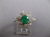ESTATE 1.39CT DIAMOND & AAA EMERALD 14KT WHITE GOLD 3D ROUND FLOWER LOVE RING
