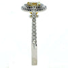 .99CT WHITE & FANCY YELLOW DIAMOND 18KT 2 TONE GOLD DOUBLE HALO ENGAGEMENT RING