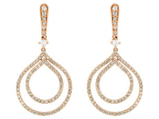 ESTATE 1.32CT DIAMOND 14KT ROSE GOLD DOUBLE OPEN TEAR DROP FUN HANGING EARRINGS