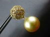 ESTATE LARGE .30CT DIAMOND & AAA GOLDEN SOUTH SEA PEARL 18K YELLOW GOLD EARRINGS