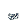 LARGE 1.67CT DIAMOND & AAA SAPPHIRE 18KT WHITE GOLD MULTI ROW CRISS CROSS RING