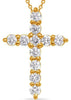 .53CT DIAMOND 14KT YELLOW GOLD CLASSIC ROUND SHARED PRONG CROSS FLOATING PENDANT