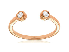 ESTATE .10CT DIAMOND 14KT ROSE GOLD 3D CLASSIC ROUND BEZEL TWO STONE LOVE RING