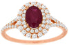 1.4CT DIAMOND & AAA RUBY 14KT ROSE GOLD OVAL & ROUND DOUBLE HALO ENGAGEMENT RING