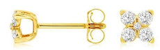 ESTATE .33CT DIAMOND 14KT YELLOW GOLD CLASSIC ROUND 5 STONE FLOWER STUD EARRINGS