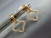ESTATE .18CT DIAMOND 18K ROSE GOLD 3D OPEN 4 LEAF CLOVER FLOWER HANGING EARRINGS