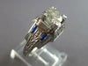 ANTIQUE LARGE ART DECO .99CT DIAMOND & AAA SAPPHIRE 18KT WHITE GOLD RING #27559
