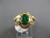 ESTATE LARGE 2.16CT DIAMOND & AAA EMERALD 18K YELLOW GOLD FLOWER ENGAGEMENT RING