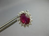 2.65CT DIAMOND & AAA RUBY 14KT WHITE GOLD 3D OVAL & ROUND FLOWER EARRINGS #27736