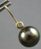 LARGE .06CT DIAMOND & AAA TAHITIAN PEARL 18KT YELLOW GOLD 3D SOLITAIRE EARRINGS