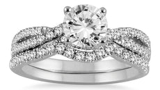 2.33CT DIAMOND 14K WHITE GOLD CLASSIC ROUND INFINITY ENGAGEMENT WEDDING RING SET