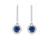 .92CT DIAMOND & AAA TANZANITE 14KT WHITE GOLD 3D HALO LEVERBACK HANGING EARRINGS
