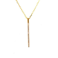 ESTATE .14CT DIAMOND 18KT YELLOW GOLD 3D CLASSIC BAR FUN FLOATING PENDANT