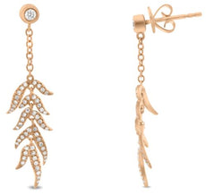.32CT DIAMOND 14K ROSE GOLD MULTI LEAF BY THE YARD CHANDELIER HANGING EARRINGS