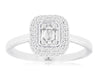 .30CT DIAMOND 14KT WHITE GOLD 3D ROUND & BAGUETTE CLUSTER FLOWER BEZEL FUN RING