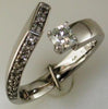ESTATE .53CT DIAMOND 14K WHITE GOLD ROUND SOLITAIRE CRISS CROSS TENSION FUN RING