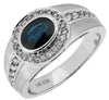 Estate 2.0Ct Diamond & AAA Sapphire 14Kt White Gold 3D Oval & Round Classic Mens Ring
