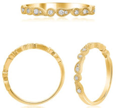 ESTATE .13CT DIAMOND 14KT YELLOW GOLD ROUND MULTI SHAPE FILIGREE ENGAGEMENT RING