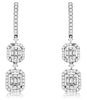 1.10CT DIAMOND 14KT WHITE GOLD ROUND & BAGUETTE DOUBLE SQUARE HANGING EARRINGS