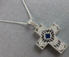 ESTATE .40CT DIAMOND & AAA SAPPHIRE 14KT WHITE GOLD 3D CROSS FLOATING PENDANT