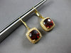 LARGE 5.61CT DIAMOND & AAA GARNET 14KT YELLOW GOLD 3D LEVERBACK HANGING EARRINGS