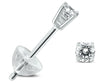 ESTATE .08CT DIAMOND 14KT WHITE GOLD 3D CLASSIC SOLITAIRE 4 PRONG STUD EARRINGS