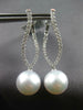 LARGE .70CT DIAMOND AAA SOUTH SEA PEARL 18K WHITE GOLD INFINITY HANGING EARRINGS