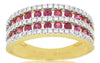 1.55CT DIAMOND & AAA RUBY 14KT YELLOW GOLD 3D MULTI ROW WEDDING ANNIVERSARY RING