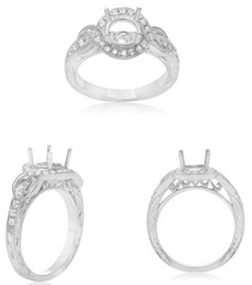 .38CT DIAMOND 14KT WHITE GOLD ROUND 4 PRONG INFINITY SEMI MOUNT ENGAGEMENT RING