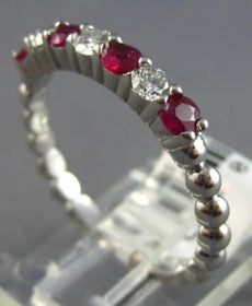 .63CT DIAMOND & AAA RUBY 14K WHITE GOLD 3D 7 STONE SHARED PRONG ANNIVERSARY RING