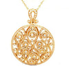 LARGE 4.24CT DIAMOND 18KT YELLOW GOLD 3D OPEN FILIGREE CIRCULAR FLOATING PENDANT