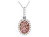 .49CT WHITE & PINK DIAMOND 14KT WHITE & ROSE GOLD CLUSTER OVAL FLOATING PENDANT