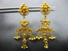 ANTIQUE 22KT YELLOW GOLD HANDCRAFTED FLOWER FILIGREE CHANDELIER HANGING EARRINGS