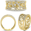WIDE .55CT DIAMOND 14KT YELLOW GOLD OPEN FILIGREE MULTI BAR GRADUATING FUN RING